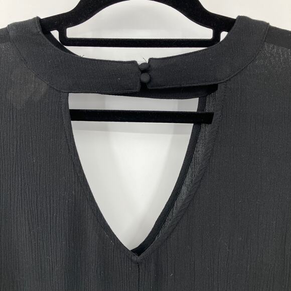 Mossimo Supply Co. Black Boho Gauzy Long Sleeve Keyhole Lightweight Mini Dress - Picture 8 of 8